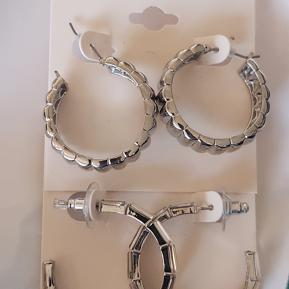 On 34th Silver Earrings NWT 2 PAIR - Picture 2 of 8